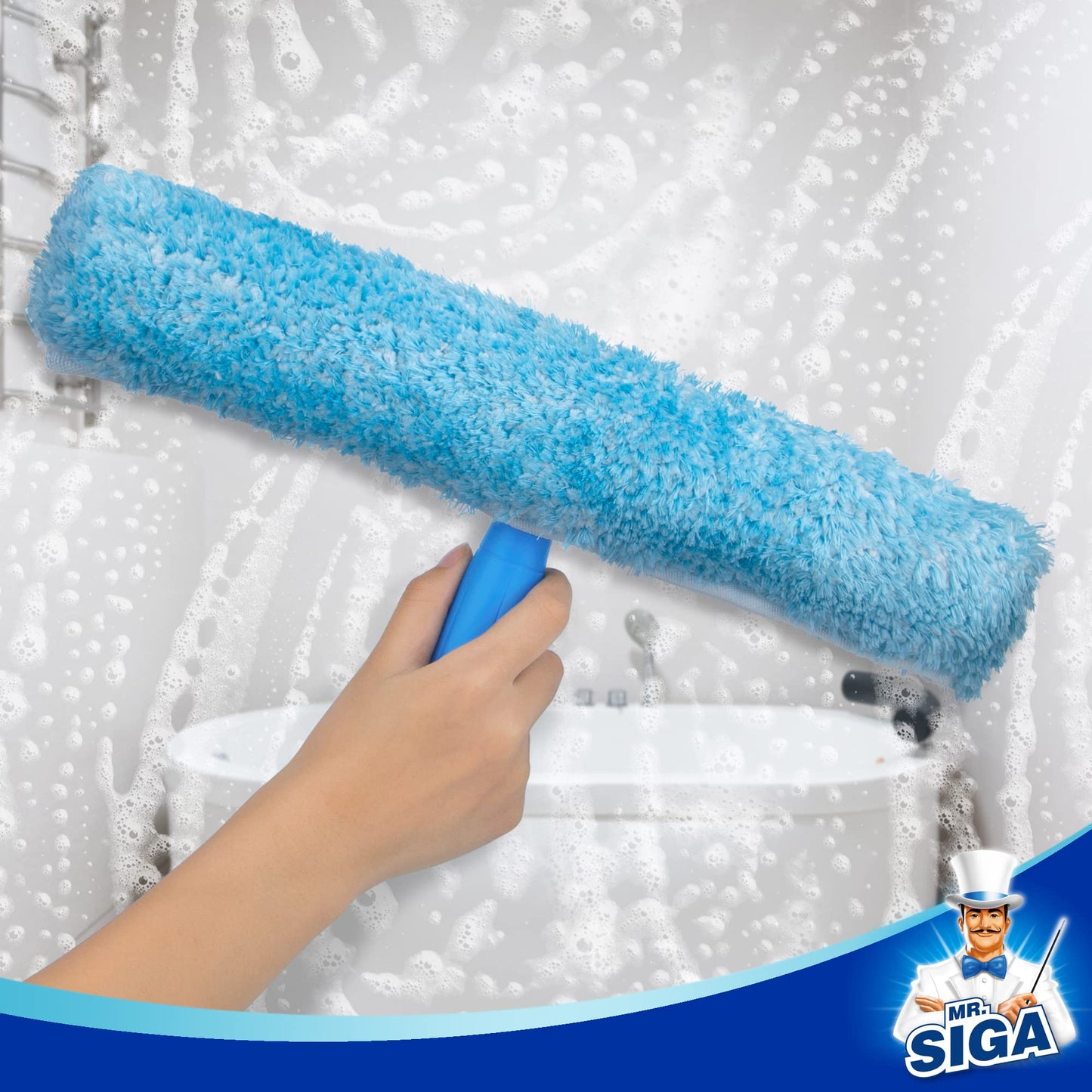 MR.SIGA Professional Window Squeegee & Microfiber Window Scrubber, 14 inch