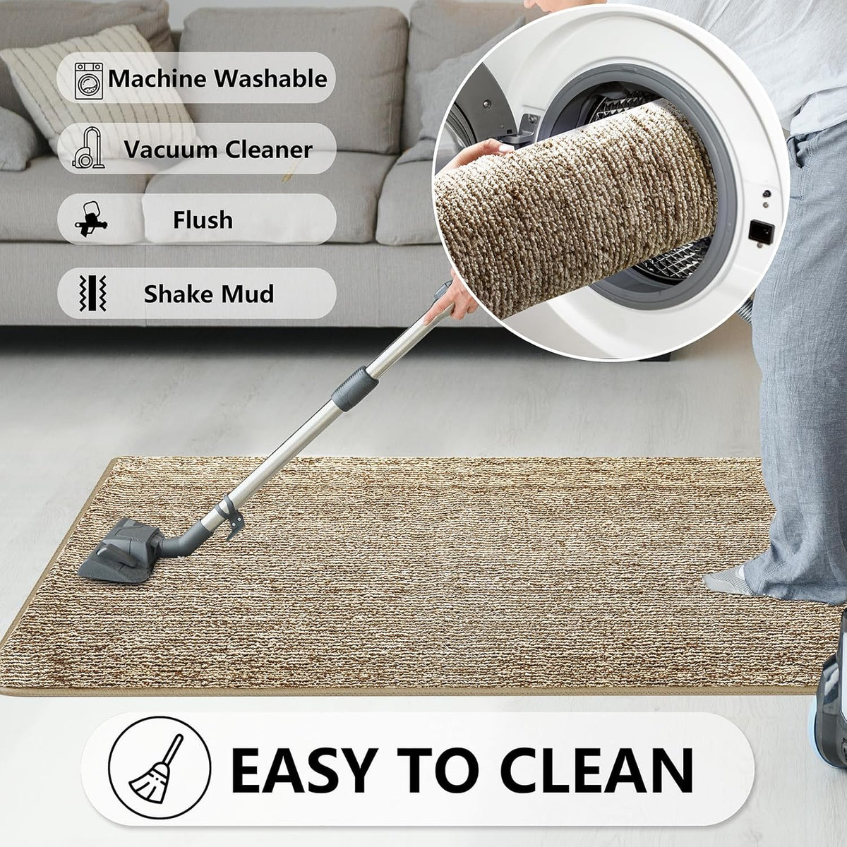 REFETONE Indoor Doormat, Front Door Mat 24"x36" Absorbent Rubber Backing Non Slip Back Door Mats