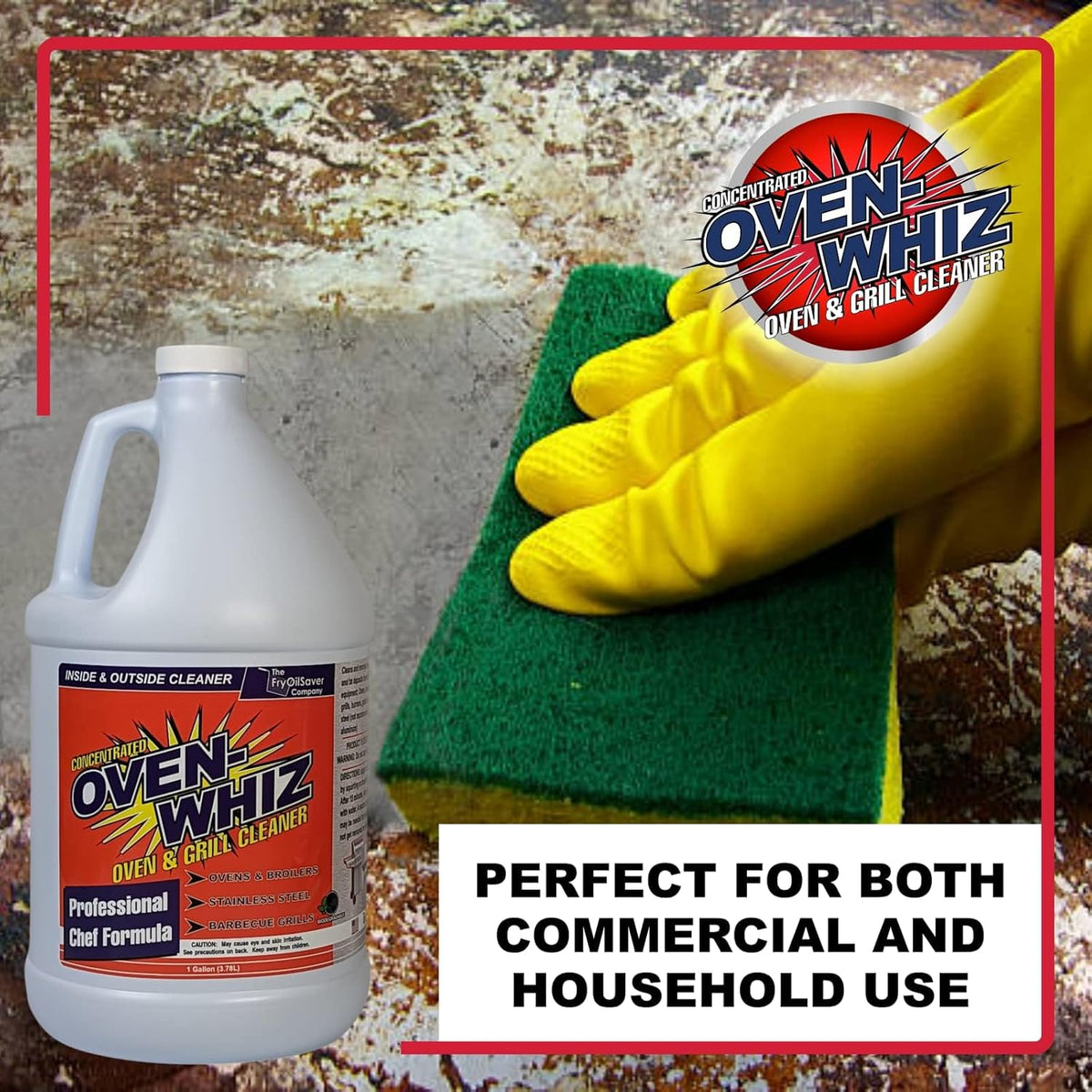 4 x 1 Gallon (512 Oz.) Oven-Whiz Oven & Grill Cleaner by FryOilSaver Co., Tough Stain Buildup