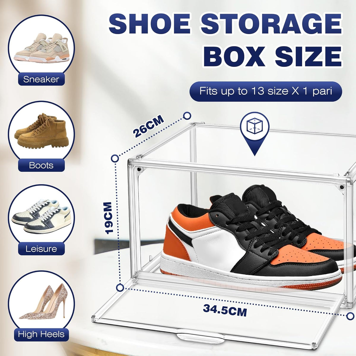 12 Pack Shoe Organizer Clear Plastic Stackable Shoe Storage Boxes with Magnetic Lid Acrylic Display