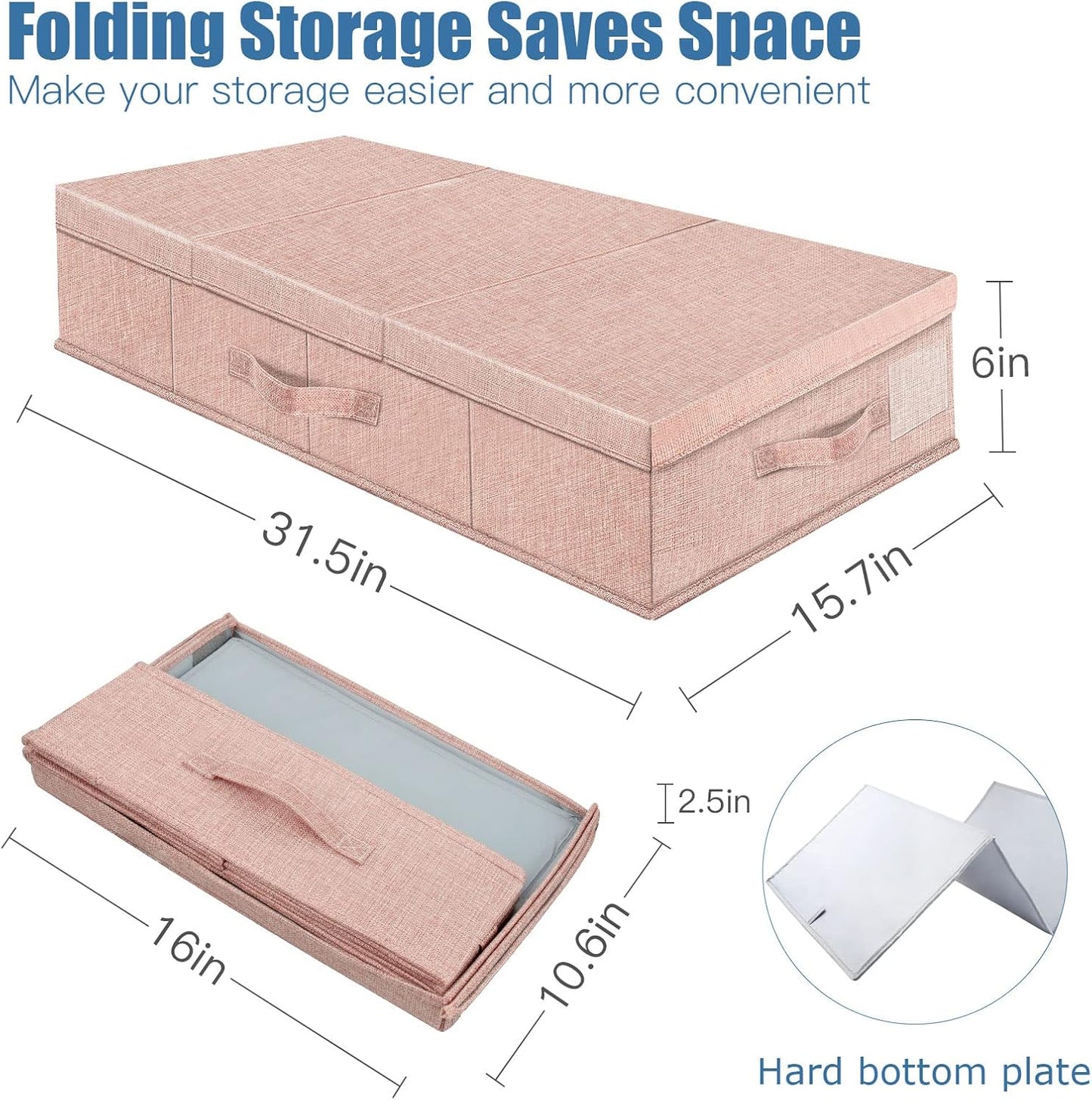 Underbed Storage Containers Bin with Lids, Large Under Bed Storage Organizer Box with Handle