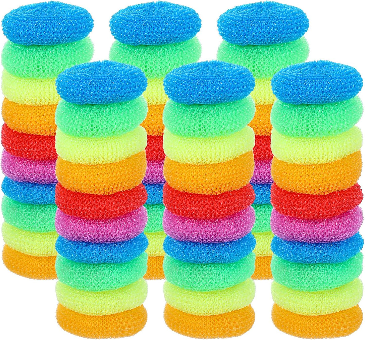 100 Pcs Plastic Scrubbers for Dishes, Round Pot Scrubbers for Kitchen Non Scratch Scouring Pads