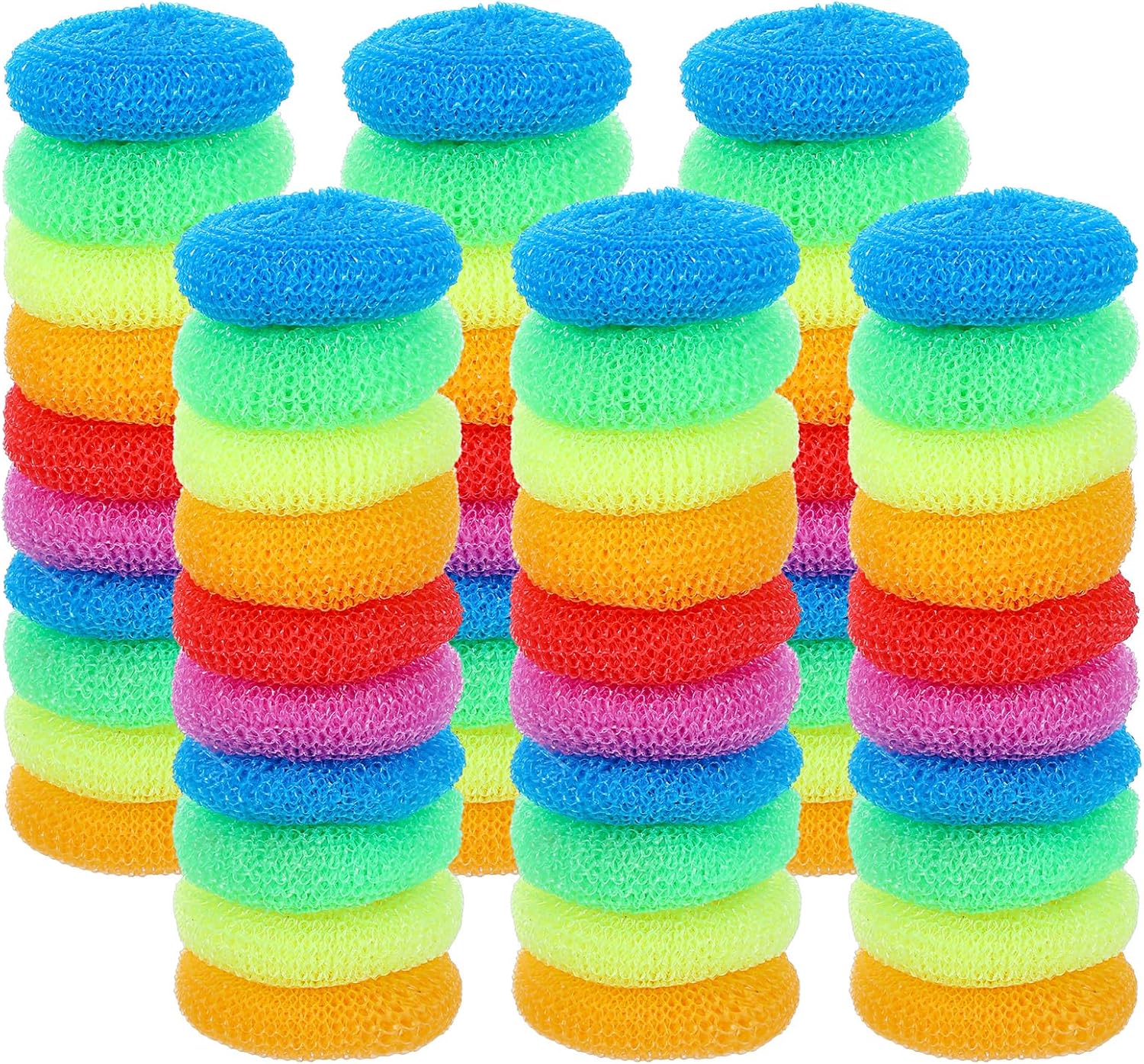 100 Pcs Plastic Scrubbers for Dishes, Round Pot Scrubbers for Kitchen Non Scratch Scouring Pads