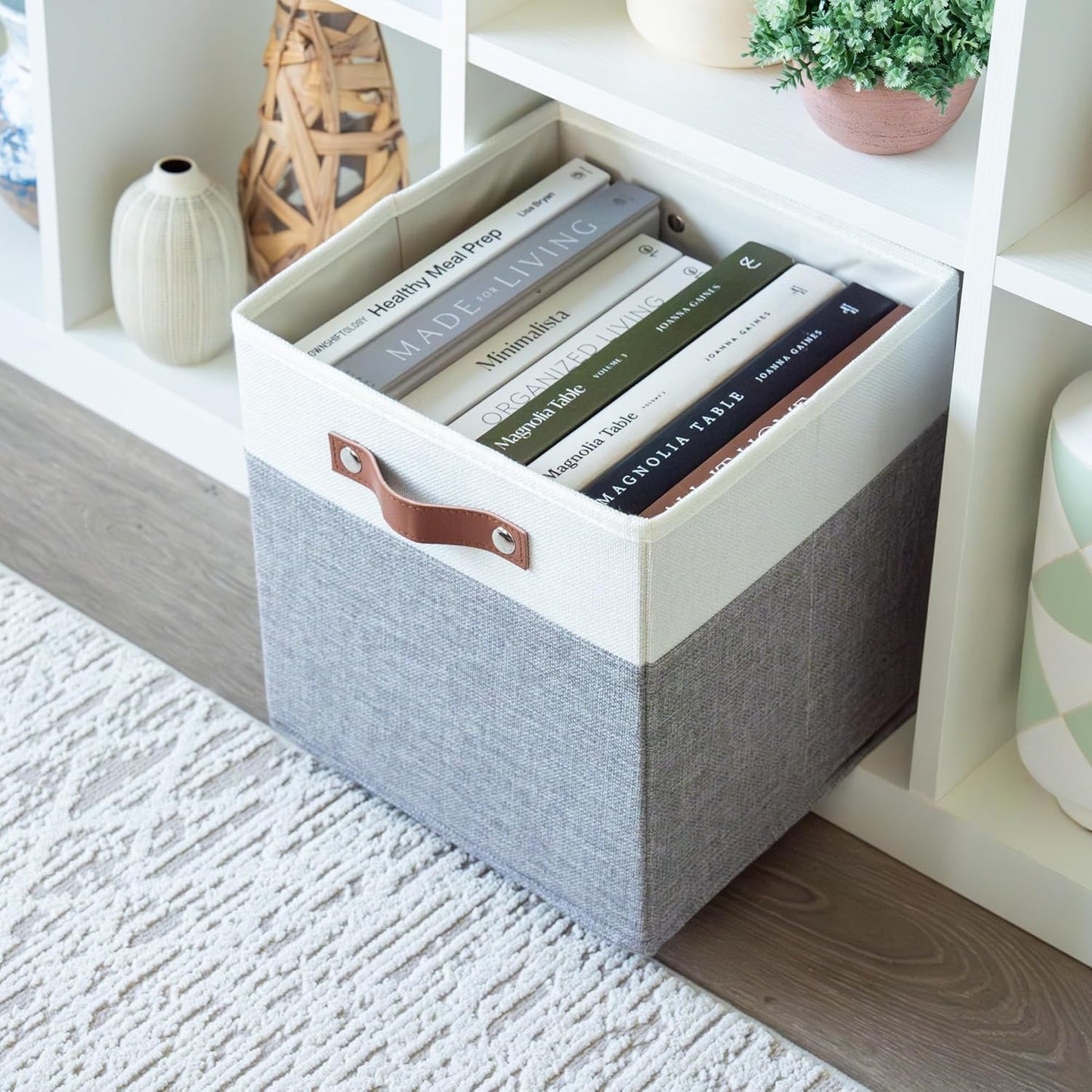 OrganiHaus 11x11 Fabric Cubes Storage Bins Set of 4, Foldable Collapsible Fabric Storage Bins for