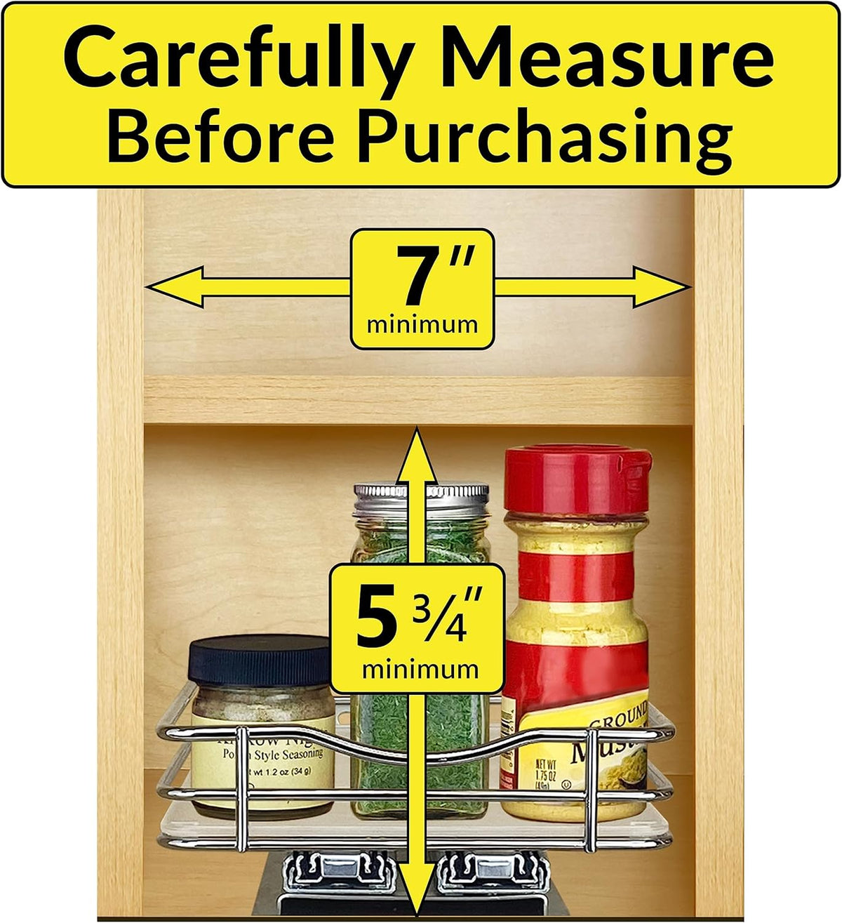 LYNK PROFESSIONAL® Pull Out Spice Rack Organizer for Inside Kitchen Cabinets - 6-1/4 inch Wide