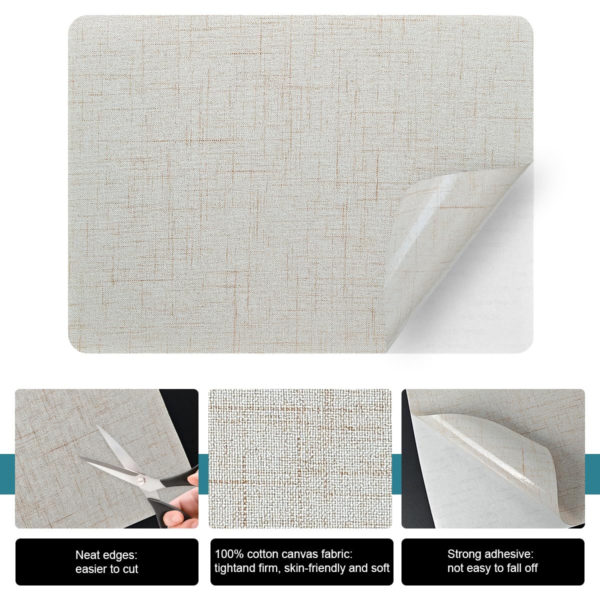 J.CARP 2Pcs Linen Repair Patches, Large Self-Adhesive Fabric Patch for Sofas, Couch, Furniture, Car