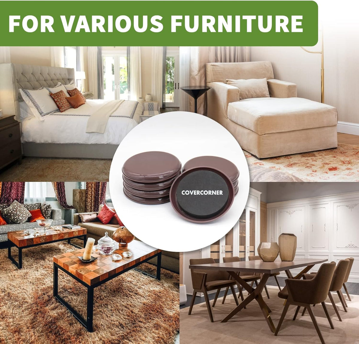 Furniture Sliders for Carpet 8 PCS - 4 3/4 inch Furniture Moving Slider Chair Legs Floors