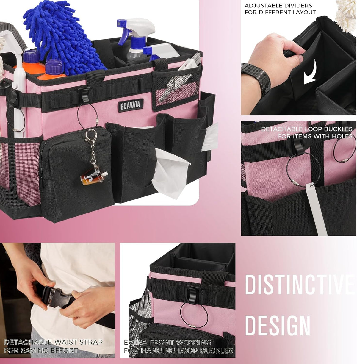 Wearable Cleaning Caddy Bag, Cleaning Caddy Supplies Organizer with Handle & Shoulder Straps for