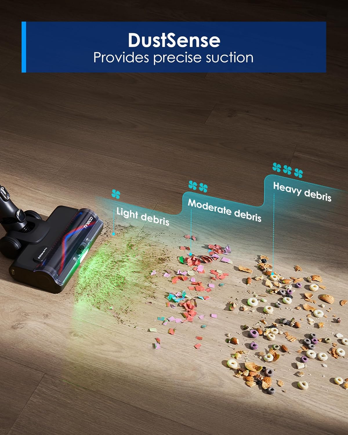 Tineco Pure ONE S70 Cordless Vacuum Cleaner, 200AW Powerful Suction, 3D Sense Pro Cleaning System