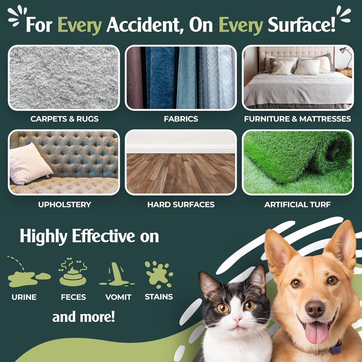 Sprinkle & Sweep Pet Stain and Odor Remover - Super Concentrated Pet Odor Eliminator - No Scrubbing