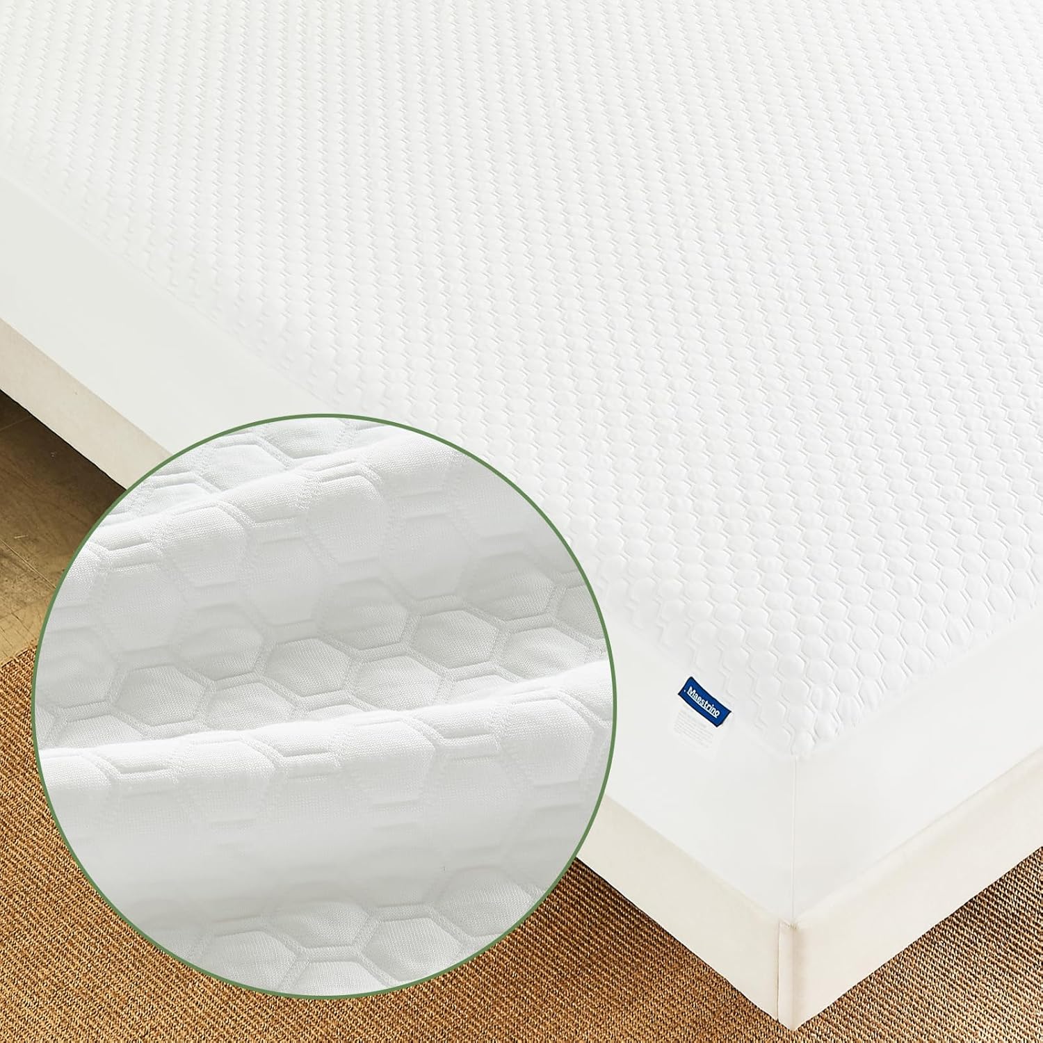 Premium Tencel Full Size Mattress Protector Cover in White, Natural and Skin Soft, Waterproof and