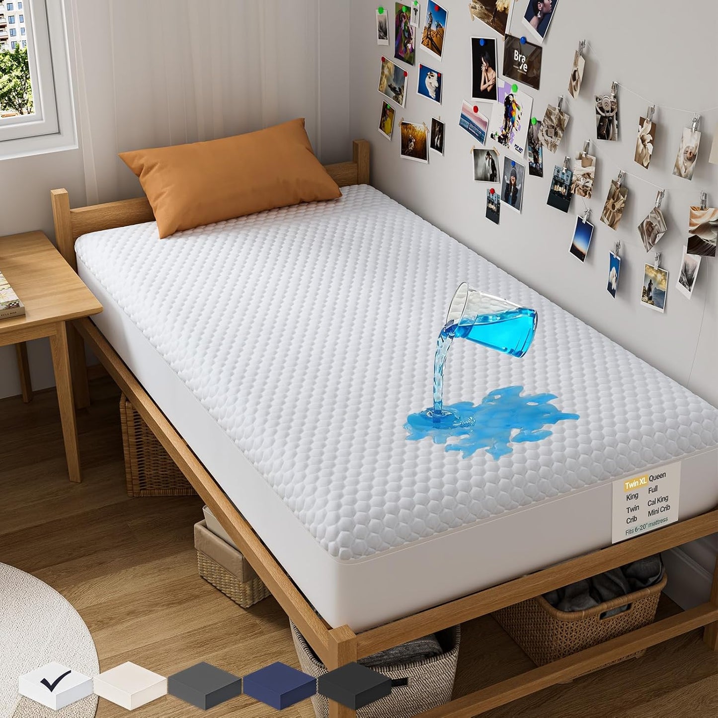 OhGeni 100% Waterproof Mattress Protector, Twin XL Size Mattress Pad, Fits 6"-20" Mattresses with