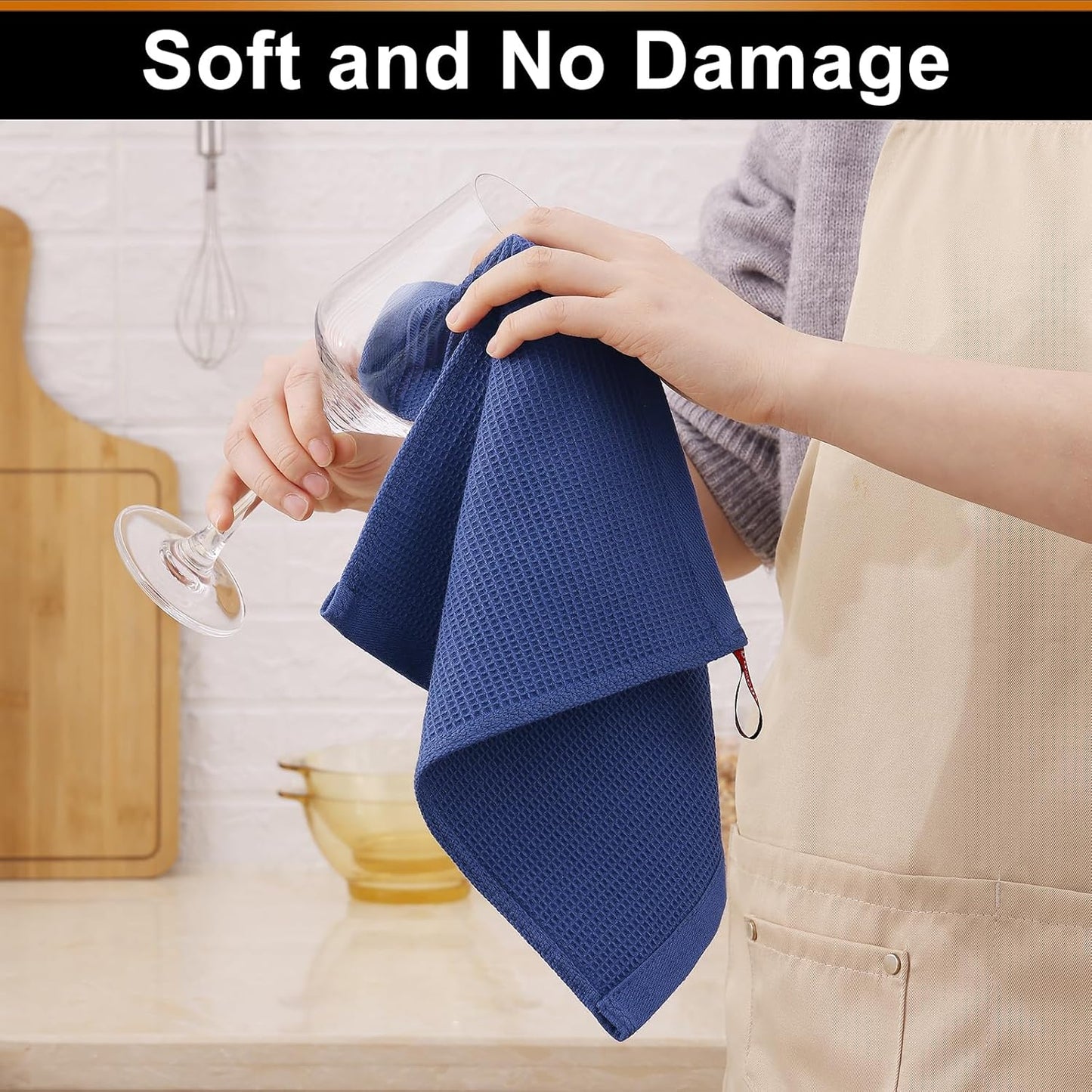 Homaxy 100% Cotton Kitchen Towels and Dishcloths Set - 8 Pack Waffle Weave Soft and Absorbent Dish