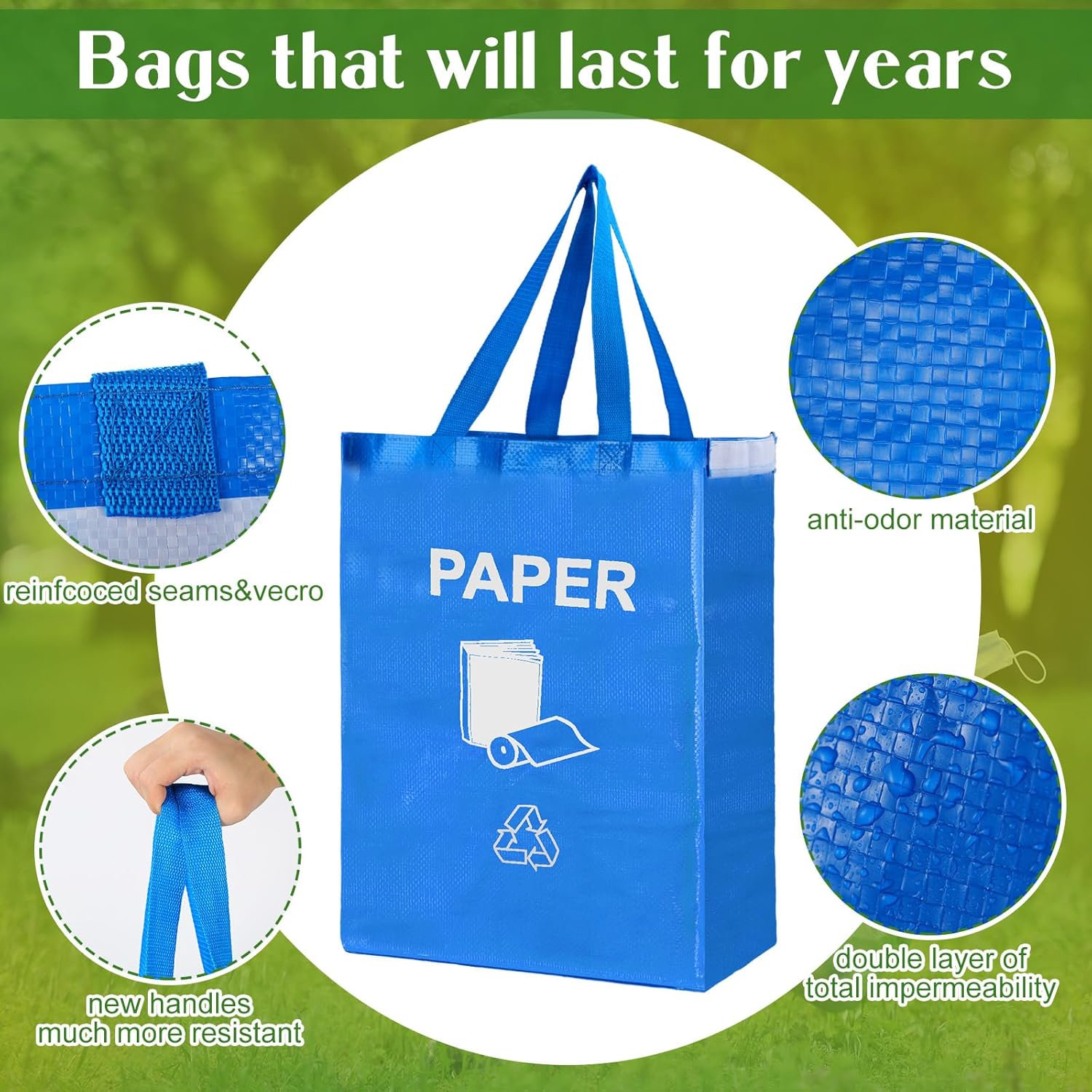 4 Pcs Recycling Bin Bags Separate Recycle Bin Waterproof Waste Baskets Recyclable Waste Trash