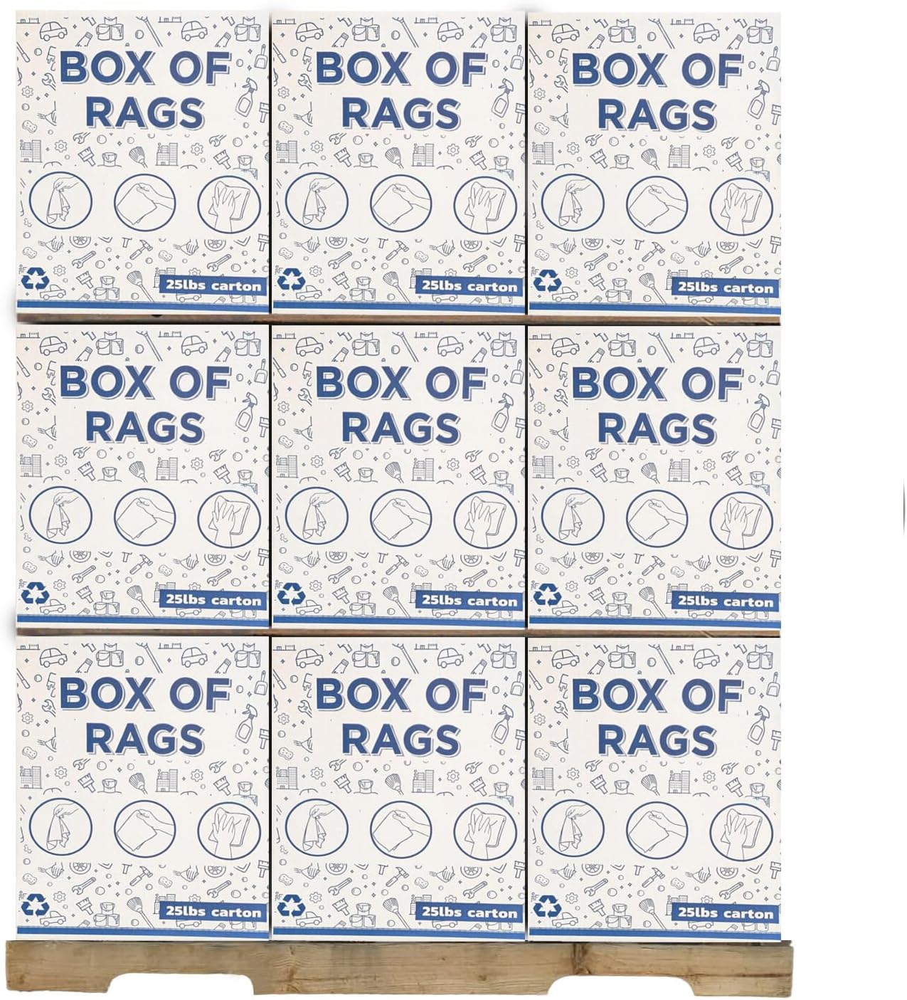 Premium White T-Shirt Cleaning Rags (600 lbs. Pallet 24x25 lbs. Box) – White Cotton Rags for