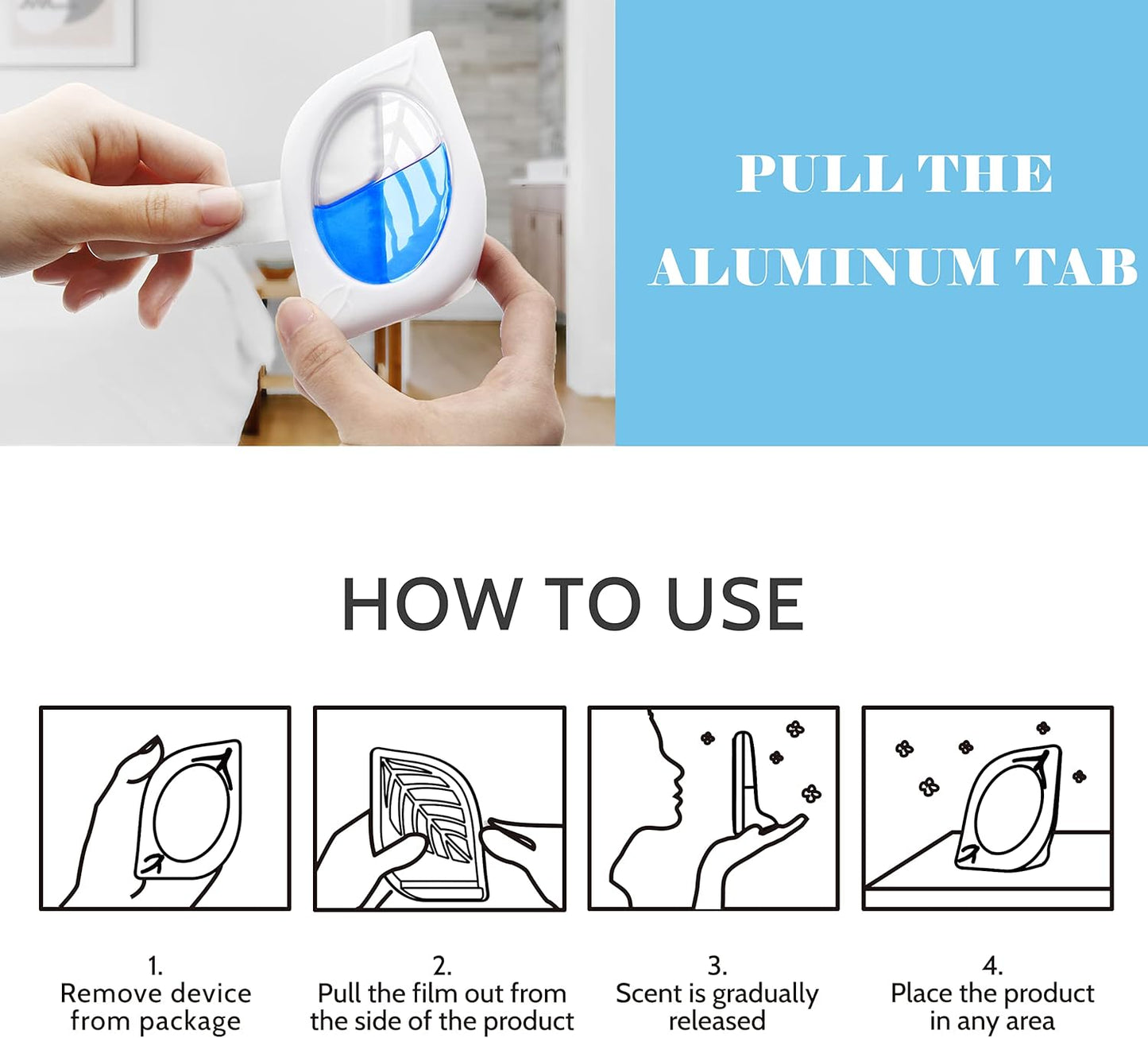 Air Deodorizer, 4 Pack, Ocean Scent, Odor Eliminator for Small Area Closets Bathroom Pets Strong