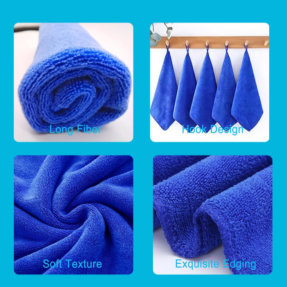 Microfiber Cloth 6Pack Cleaning Rags Absorbant Lint Free Cloth for House, Kitchen, Car, Glass
