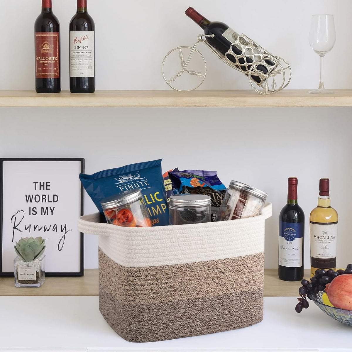 OIAHOMY Storage Basket, Woven Baskets for Storage, Cotton Rope Basket for toys,Towel Baskets for