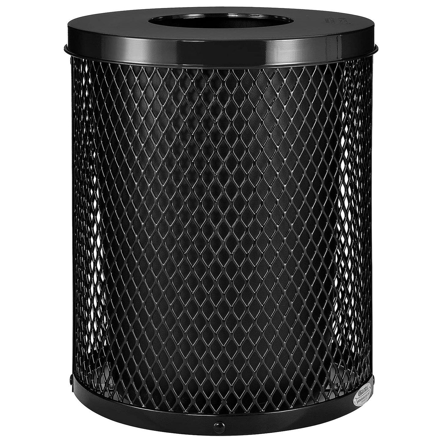 Global Industrial Outdoor Diamond Steel Trash Can with Flat Lid and Plastic Liner, 36 Gallon