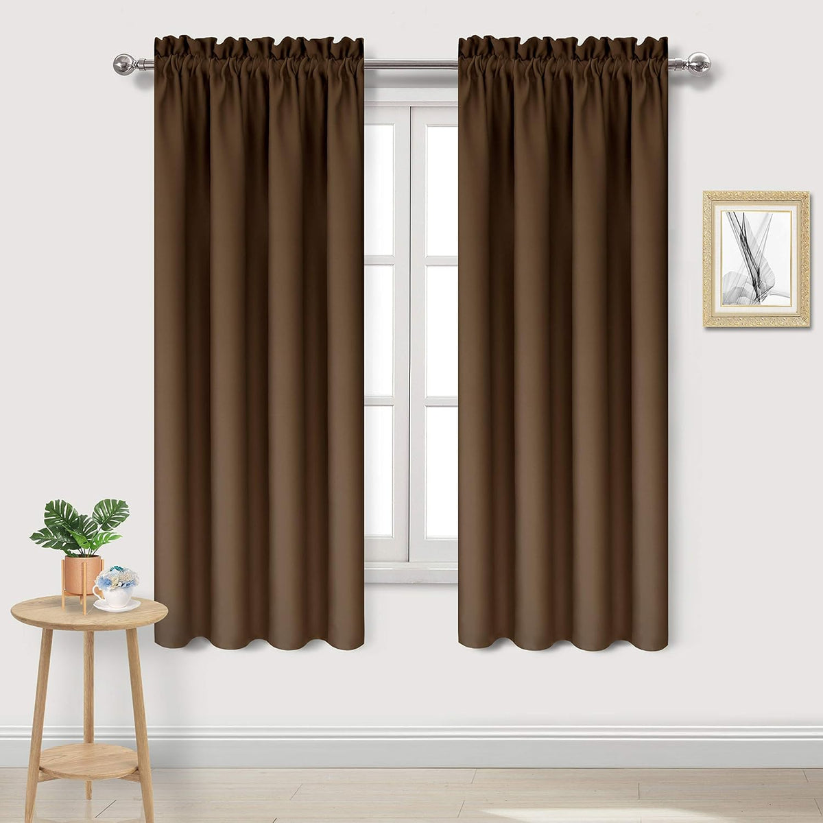 DWCN Brown Room Darkening Blackout Curtains - Rod Pocket Thermal Insulated Privacy Energy Saving