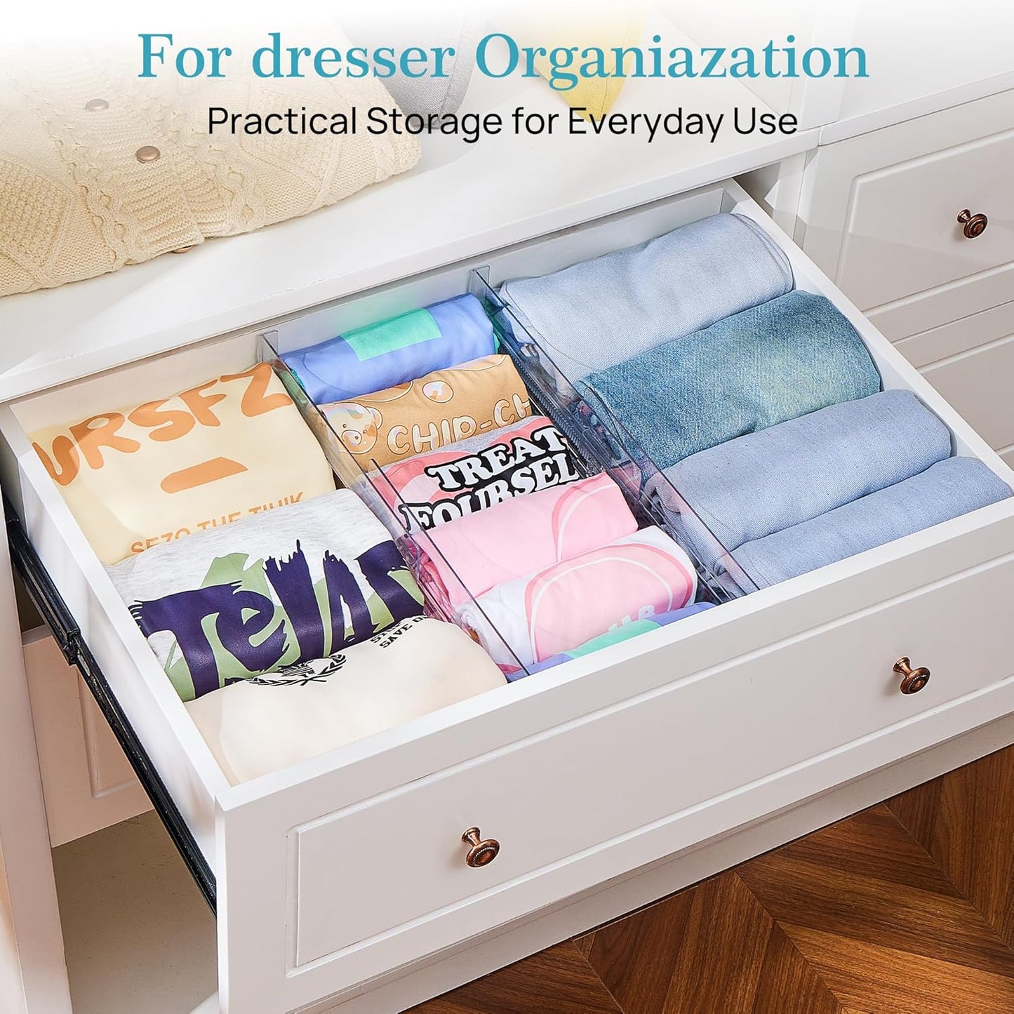 Vtopmart 14 Pack Drawer Dividers for Clothes, 4" High 10.2"-16.6" Adjustable Expandable Dresser
