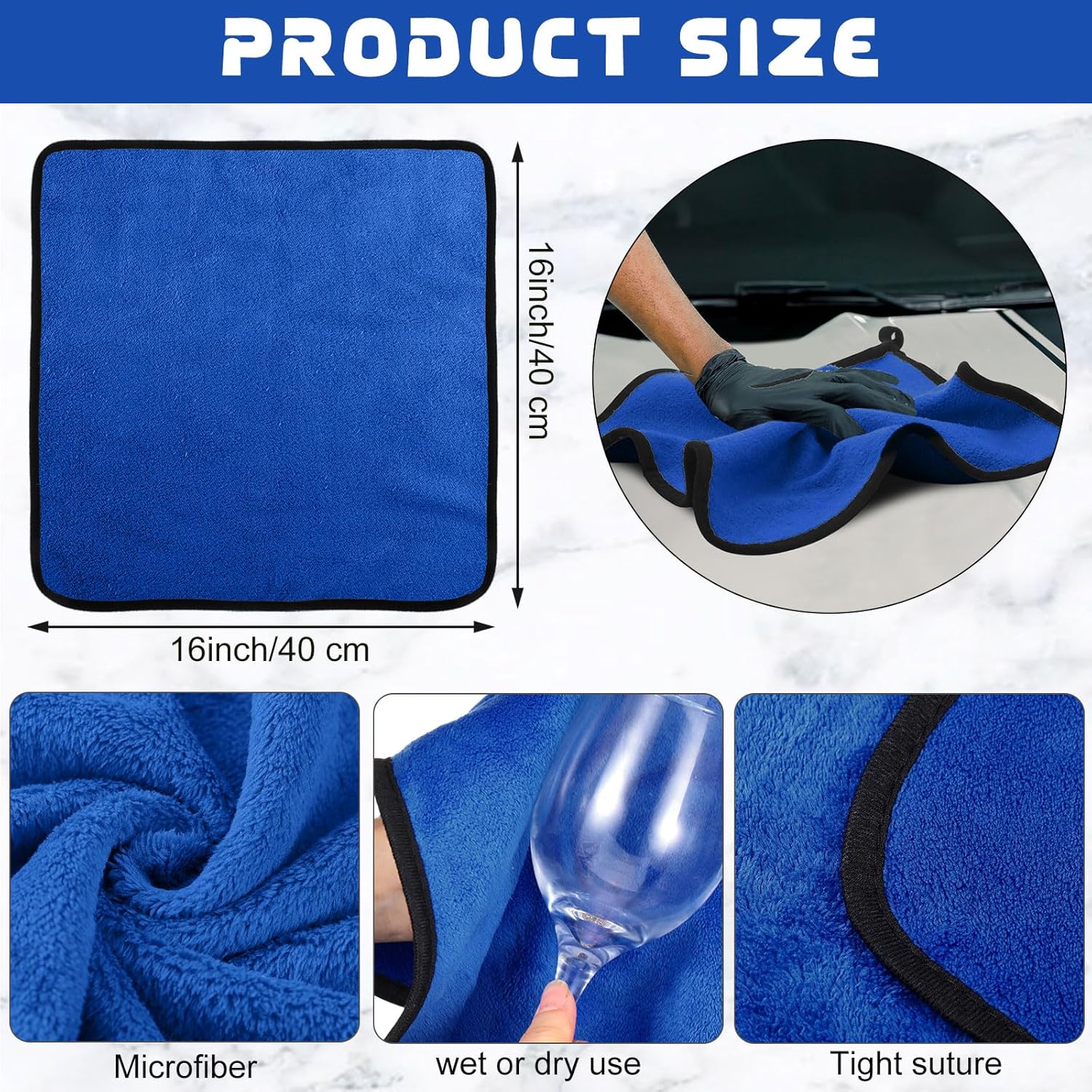 Tallew 50 Pcs Microfiber Towels 16 Inch x 16 Inch Microfiber Cloth Car Drying Towels for Cars