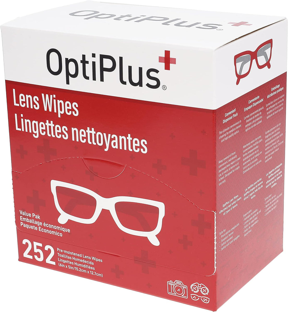OptiPlus Eyeglass Lens Wipes l Pre-Moistened l Cleaning Wipes for Glasses, Computer & Laptops