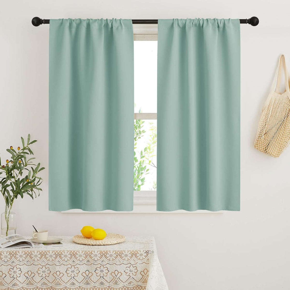 RYB HOME Dorm Curtains Room Darkening, 45 inch Length Privacy Window Treatment Thermal Insulated