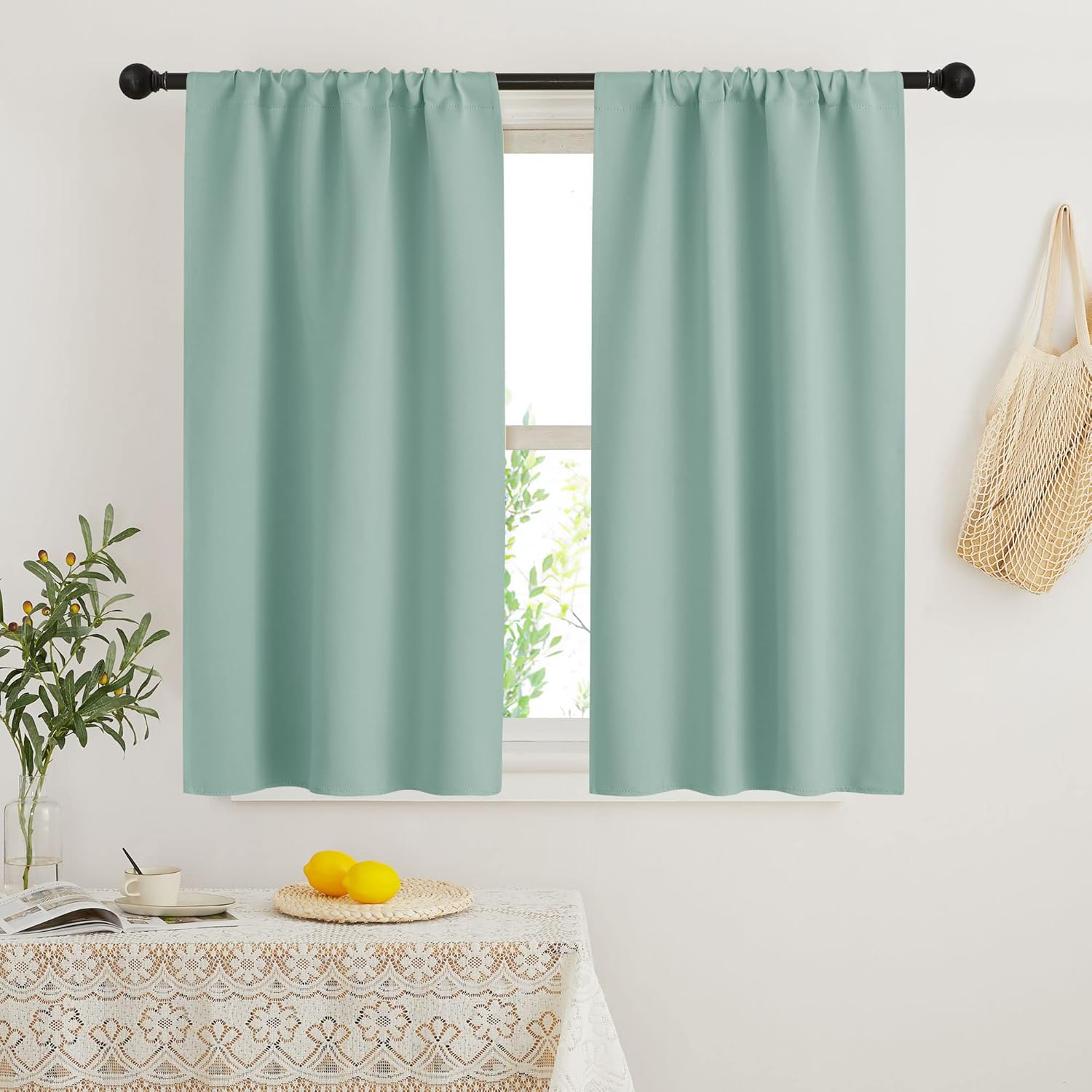 RYB HOME Dorm Curtains Room Darkening, 45 inch Length Privacy Window Treatment Thermal Insulated
