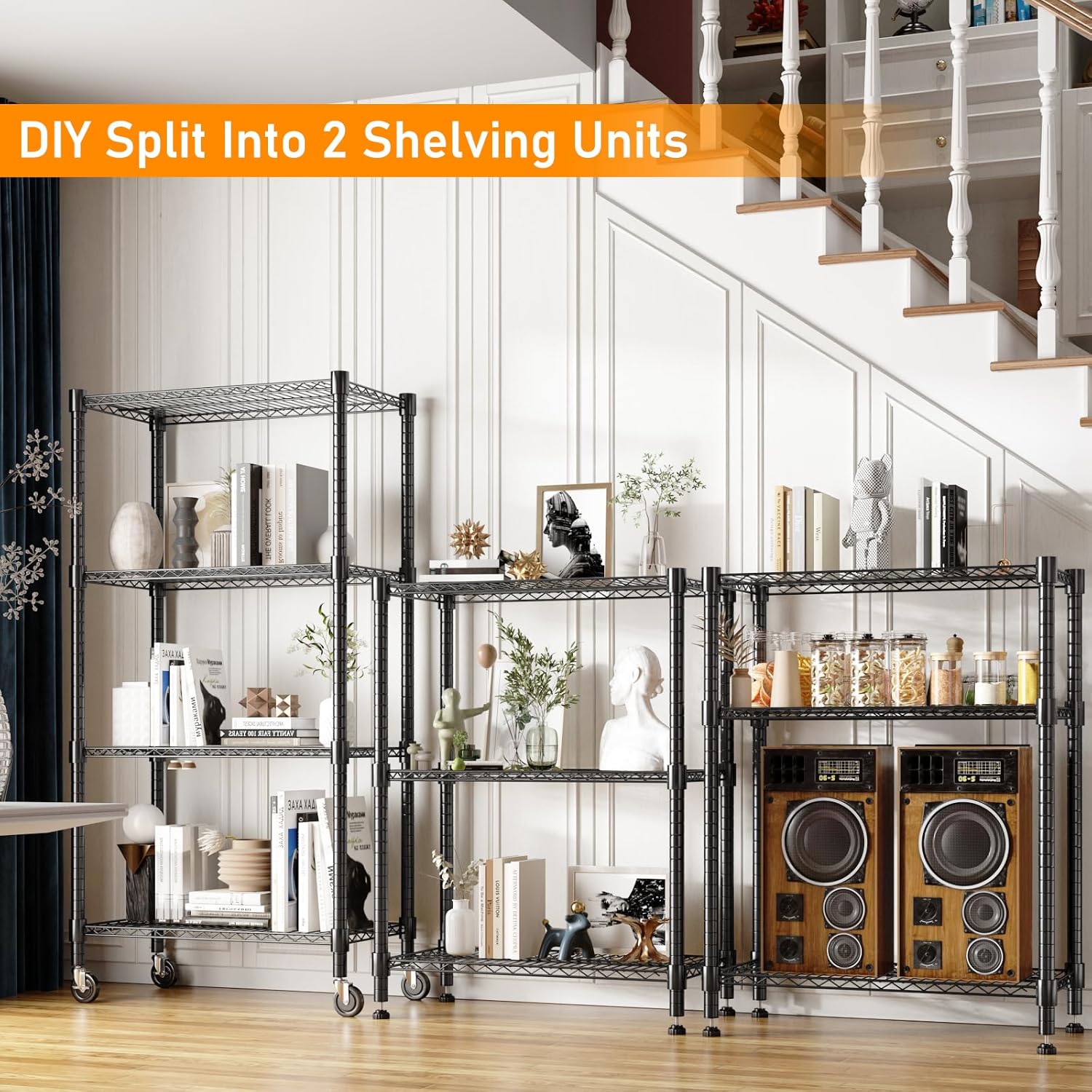 Himimi 72" H Wire Shelving Unit Storage, Metal Storage Shelves with Wheels, Heavy Duty Shelves with
