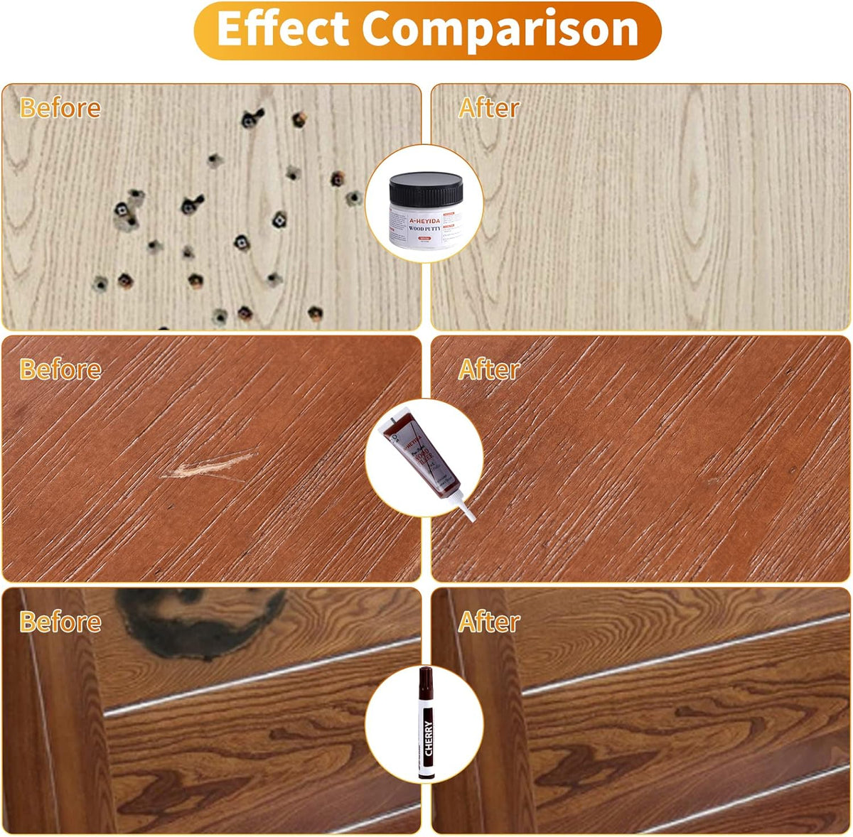 Wood Floor Scratch Repair - Set of 39 - Hardwood Floor Repair Kit Wood Filler Putty, Wood Markers