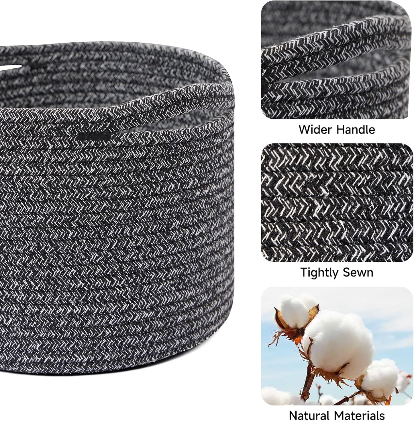 Small Basket for Organizing | Cube Shelf Closet Storage Baskets | 9.7×9.7×7.1” | Woven Rope Gift