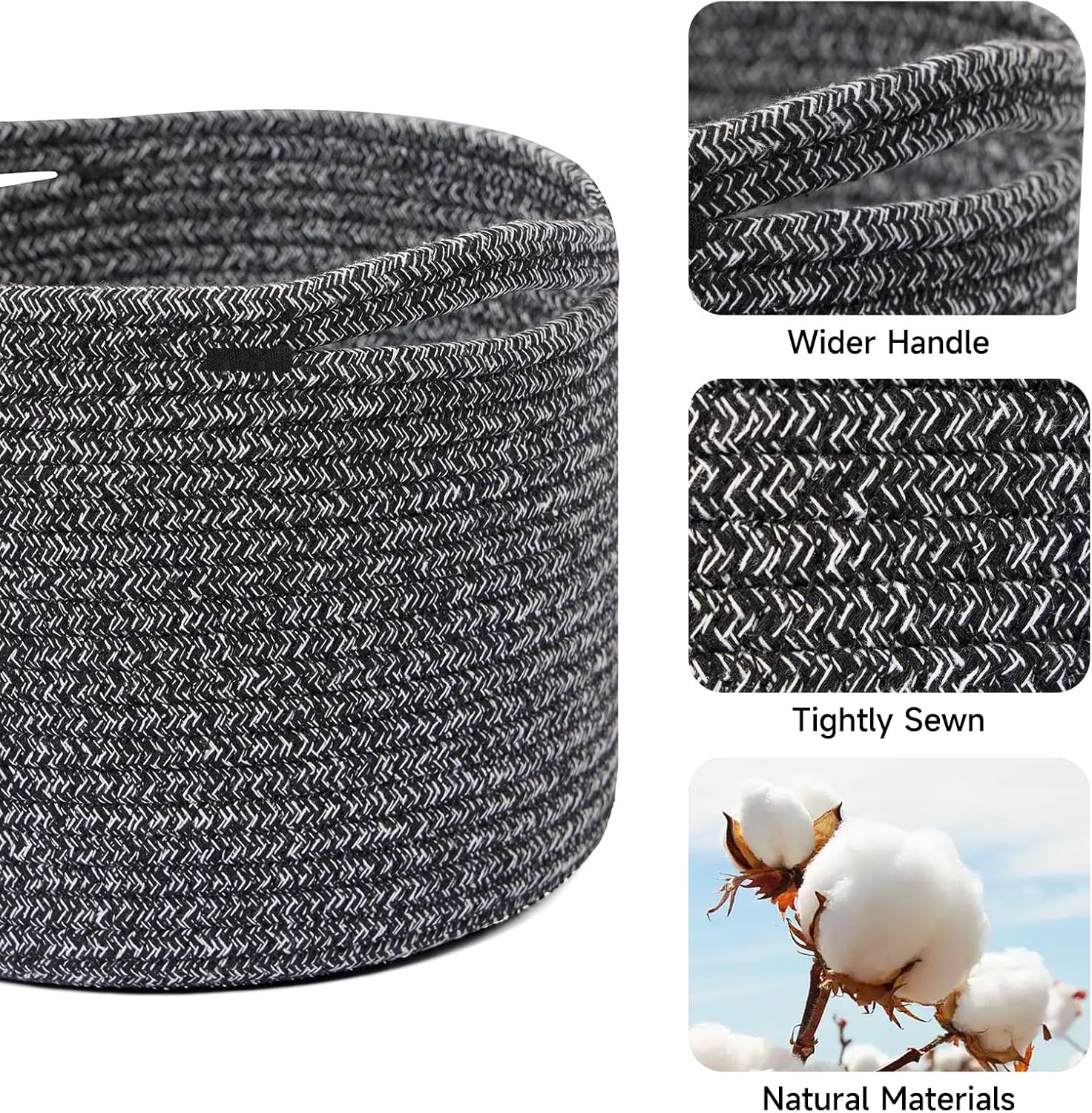 Small Basket for Organizing | Cube Shelf Closet Storage Baskets | 9.7×9.7×7.1” | Woven Rope Gift