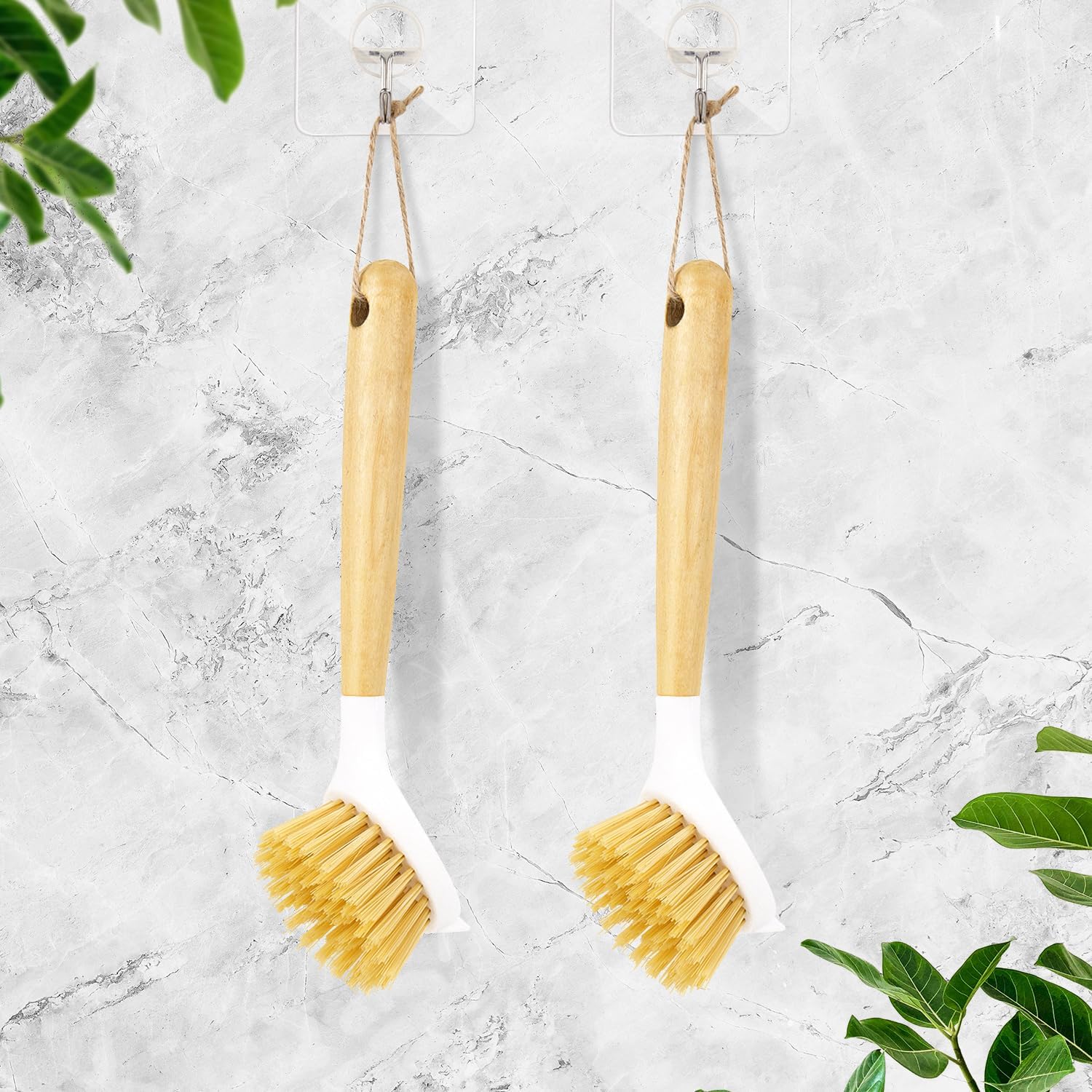 2 Pack Kitchen Scrub Brushes for Cleaning Dish Brush with Handle for Pans, Pots, Kitchen Sink