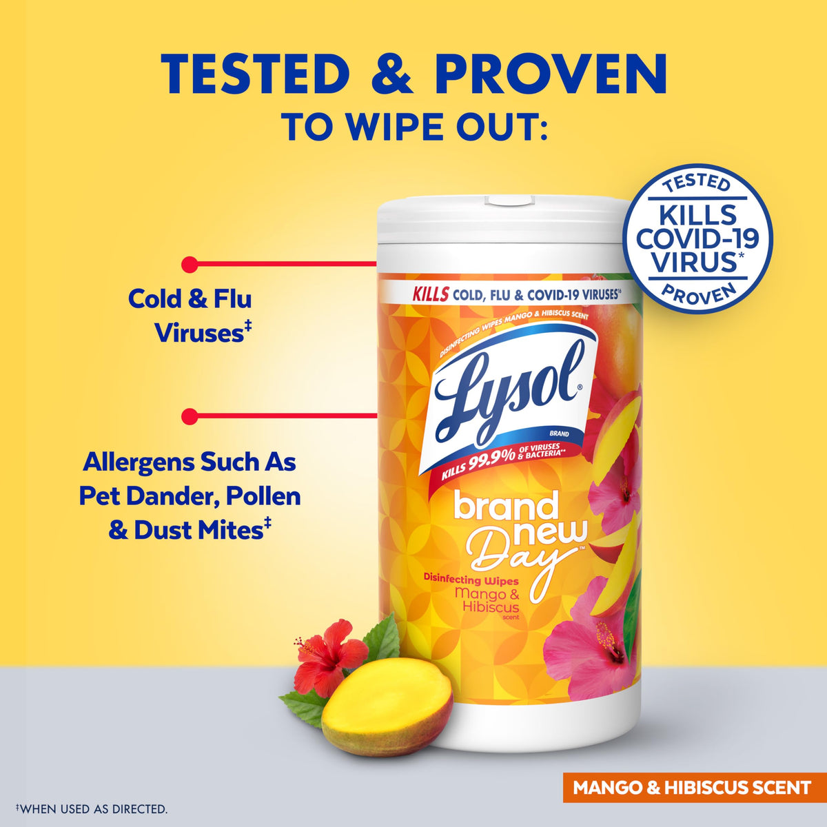 Lysol Disinfecting Wipes, Multi-Surface Cleaner, Mango, 80 ct.