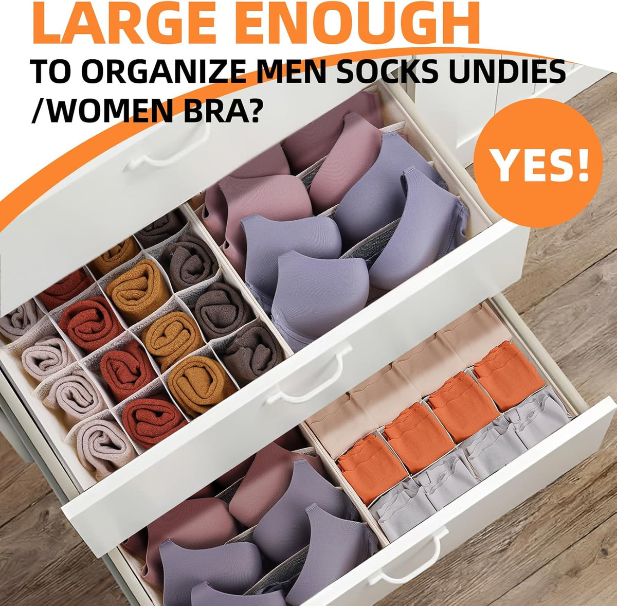Criusia 6 Pcs Drawer Organizer Clothes - 90 Cells Closet Organizers and Storage for Baby Nursery