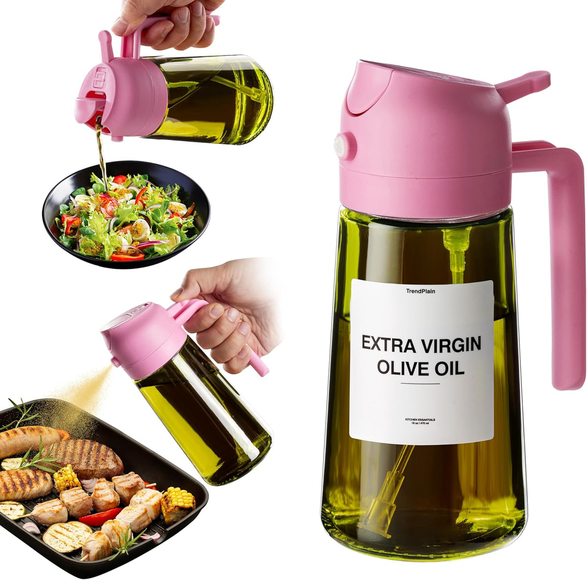 TrendPlain - Original 16oz/470ml Olive Oil Dispenser Bottle for Kitchen Gadgets and Air Fryer