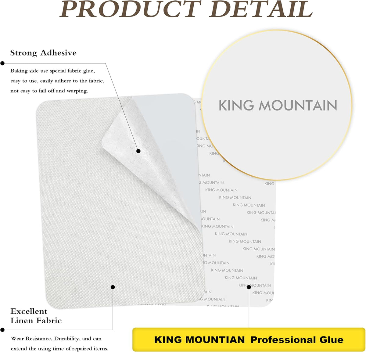 KING MOUNTAIN Fine Linen Repair Patches, Self-Adhesive Linen Fabric Patches, 8X11 inch Extra Size