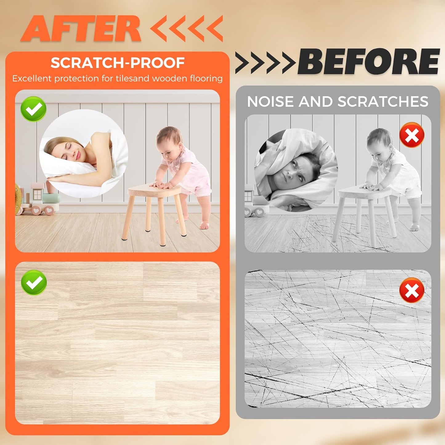 Felt Furniture Pads 120 PCS, Non Slip Self Adhesive Felt Pads Chair Leg Floor Protectors for