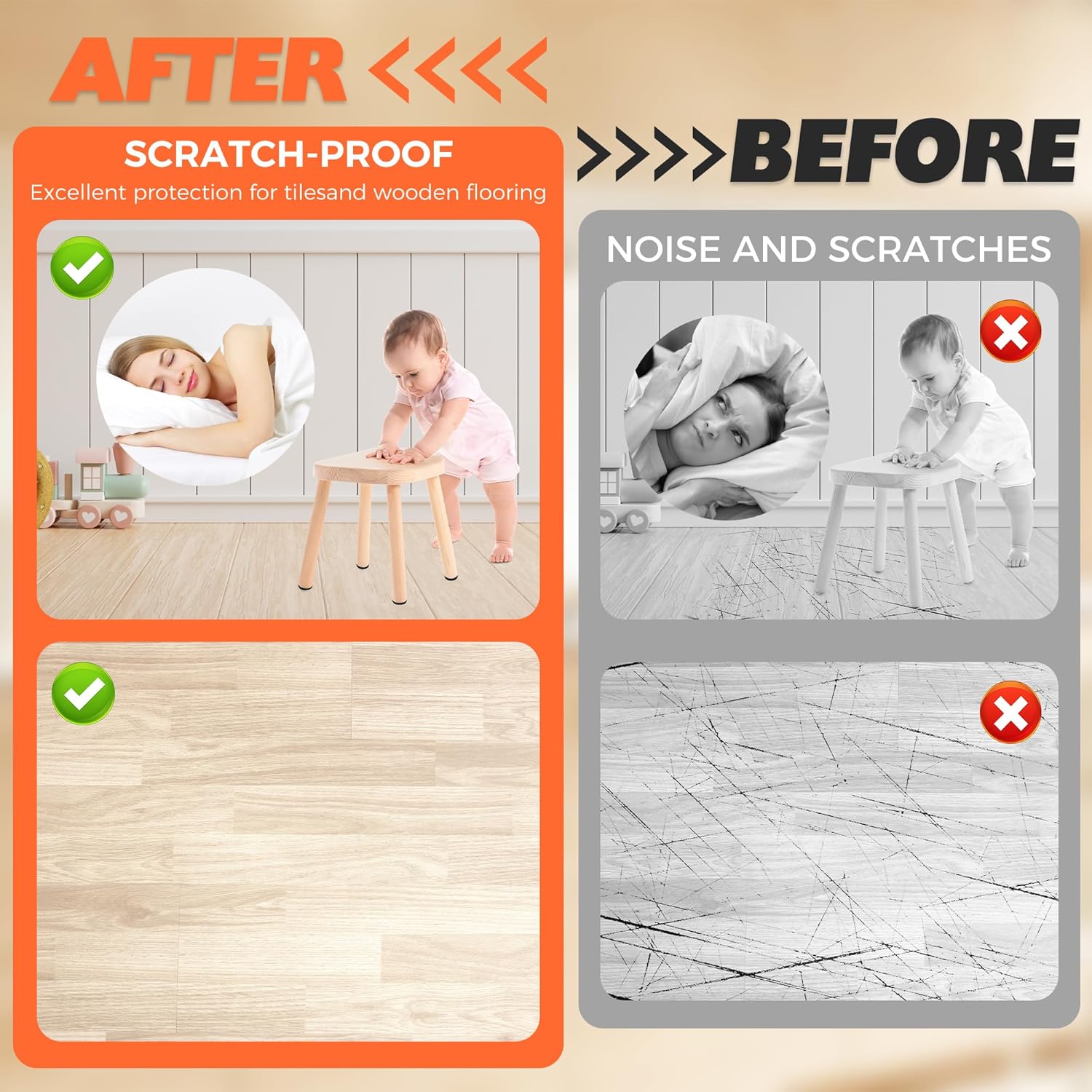 Felt Furniture Pads 120 PCS, Non Slip Self Adhesive Felt Pads Chair Leg Floor Protectors for