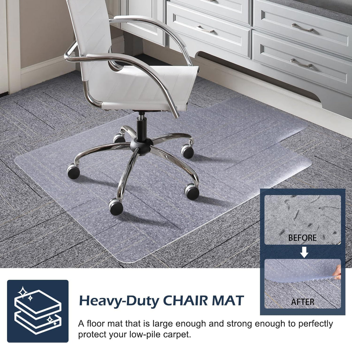 SALLOUS Chair Mat for Carpet, 36" x 48" Office Heavy Duty Chair Mat with Lip, Gaming Chair Mat for