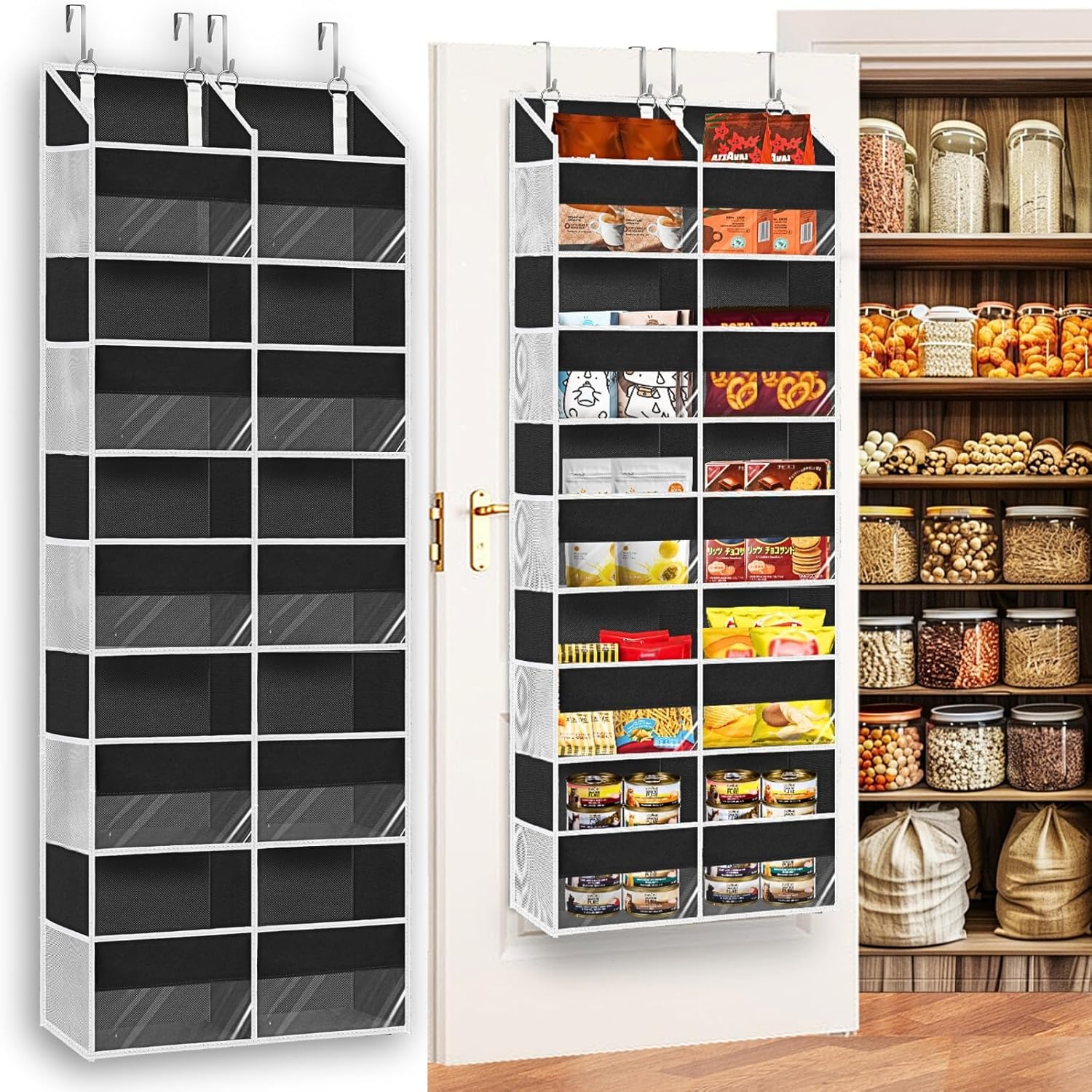 Over the Door Organizer 5 Tiers, Extra Large Behind Door Storage of 10 Compartments, 80 lbs Weight