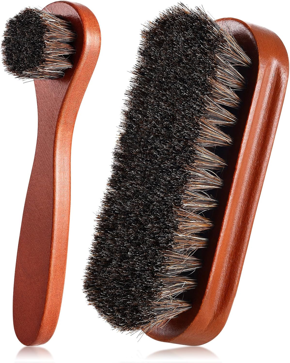 2 Pcs Horsehair Shine Shoes Brush Kit Polish Dauber Applicators Cleaning Leather Shoes Boots Care