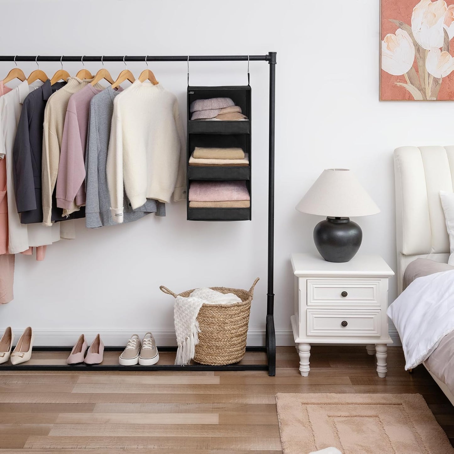 GRANNY SAYS 3-Shelf Hanging Closet Organizer, Collapsible Closet Hanging Shelves, Nursery Hanging