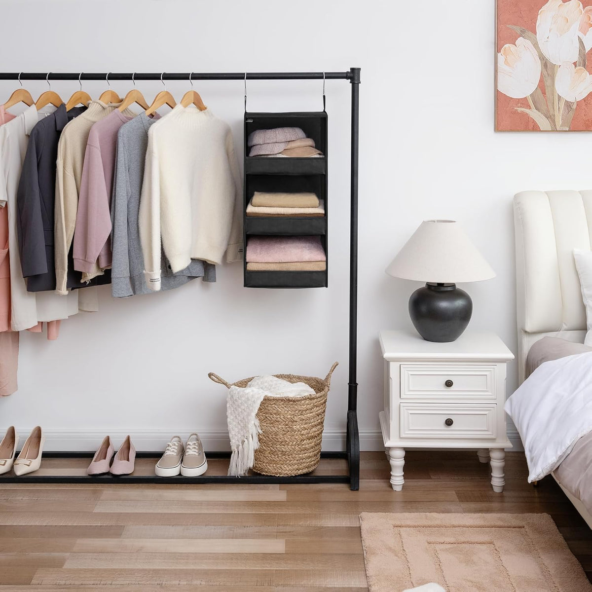 GRANNY SAYS 3-Shelf Hanging Closet Organizer, Collapsible Closet Hanging Shelves, Nursery Hanging