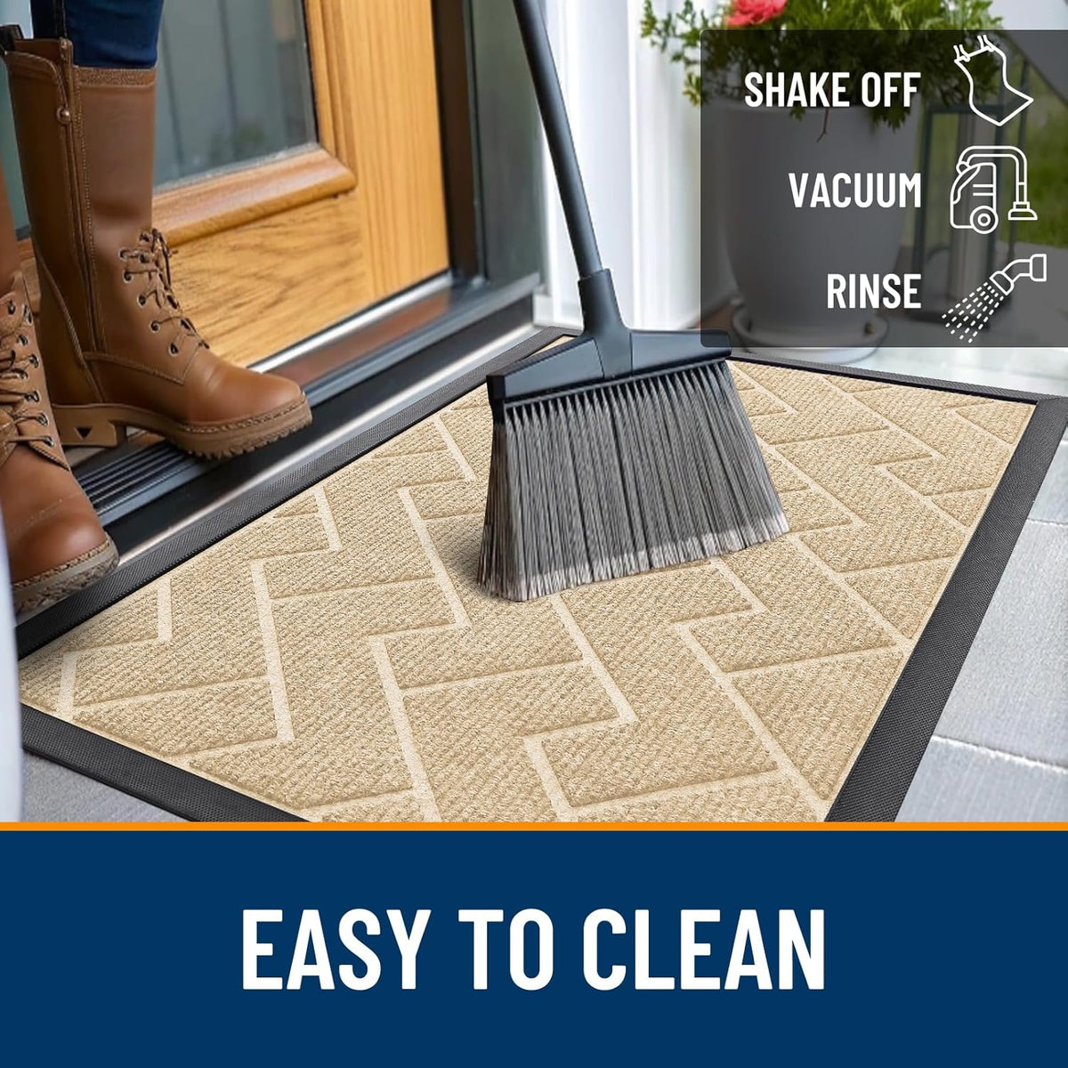 OLANLY Front Door Mat Indoor Outdoor Entrance, Waterproof All-Season, All-Weather Doormat, Sturdy