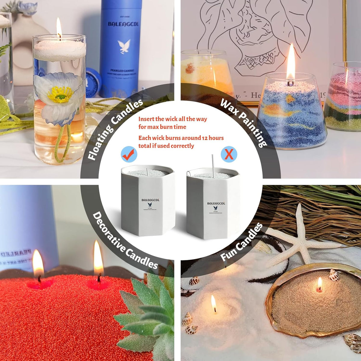 Camellia Scented Red Pearled Candle 18oz Luxury Sand Candle Granulated Wax - 30 Cotton Wicks - Wax