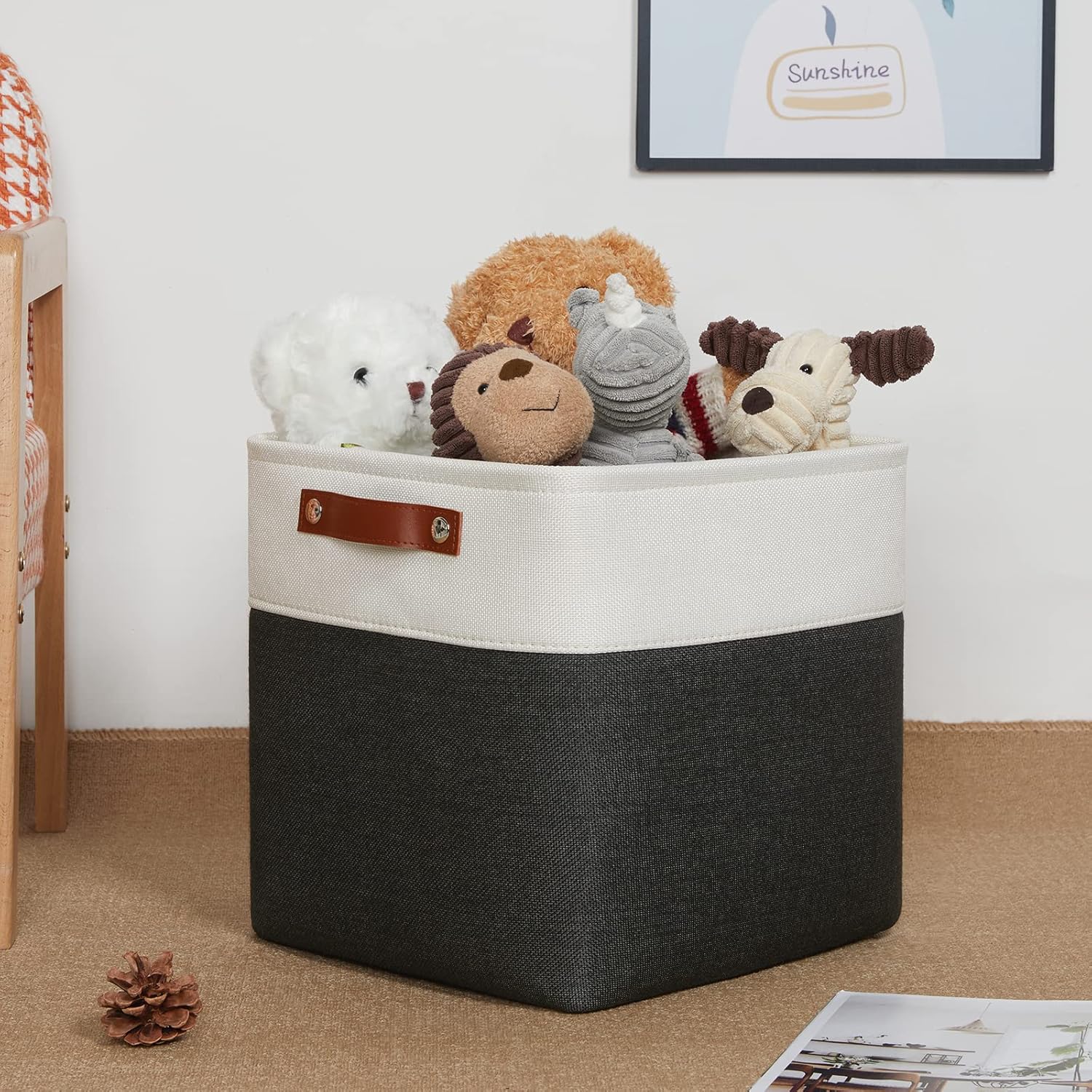 DULLEMELO Set Of 4 Cube Storage Bins, Fabric Storage Basket for Shelves Closet Nursery Toy Storage