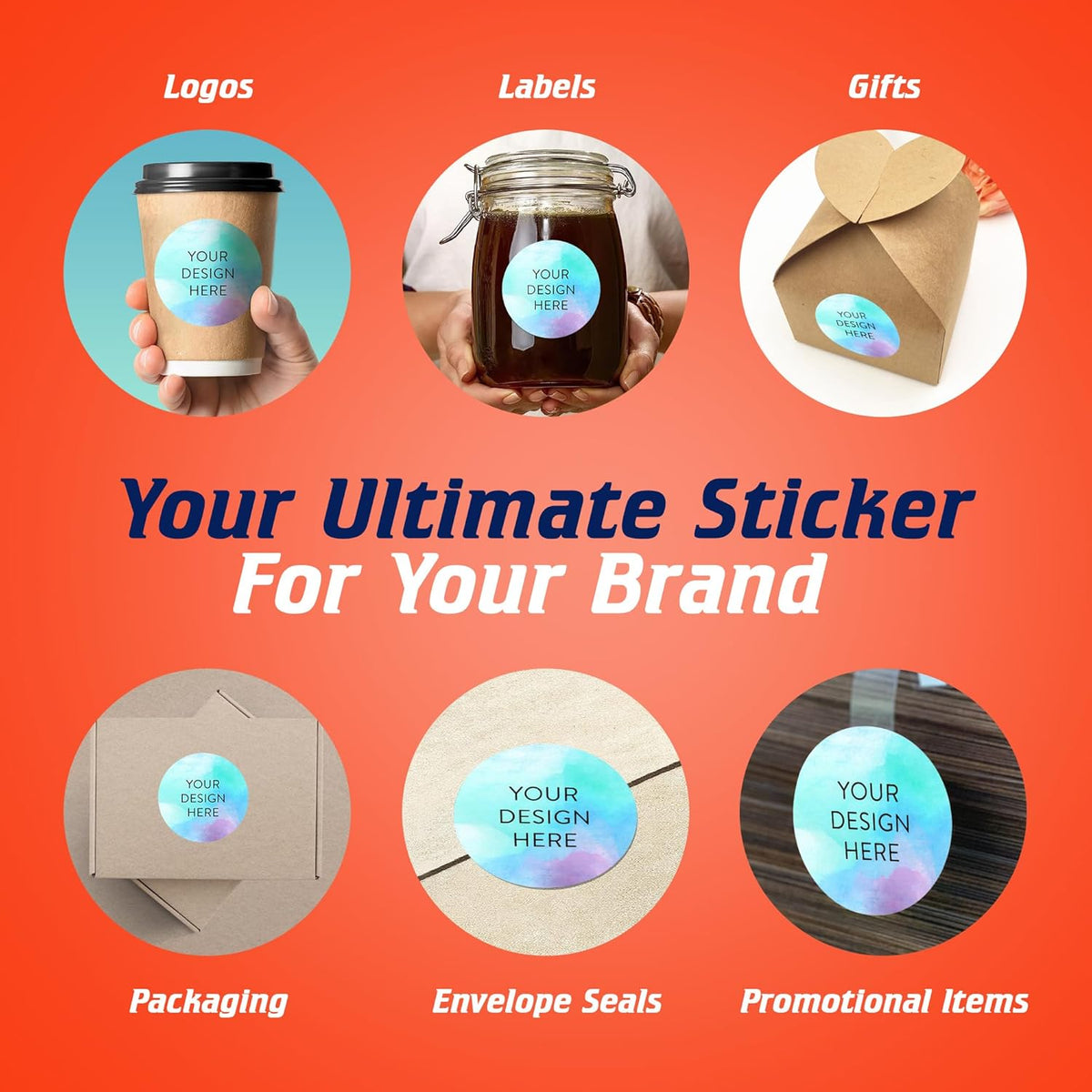 100 Custom Vinyl Stickers - Upload Your own Image, Text, Design, Logo - Personalized Logo Labels
