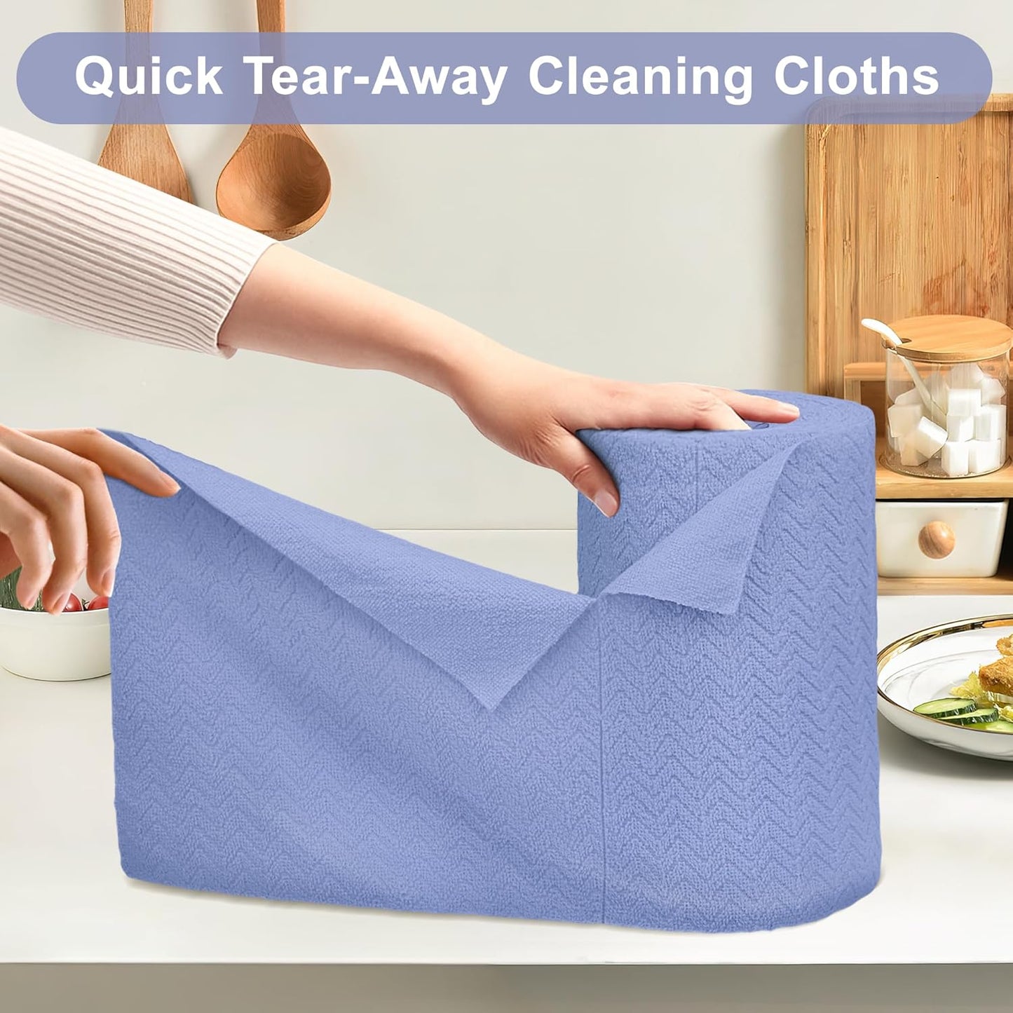 LIVOS Microfiber Cleaning Cloth Roll - 80 Pack, Reusable Paper Towels, Microfiber Towels for Cars